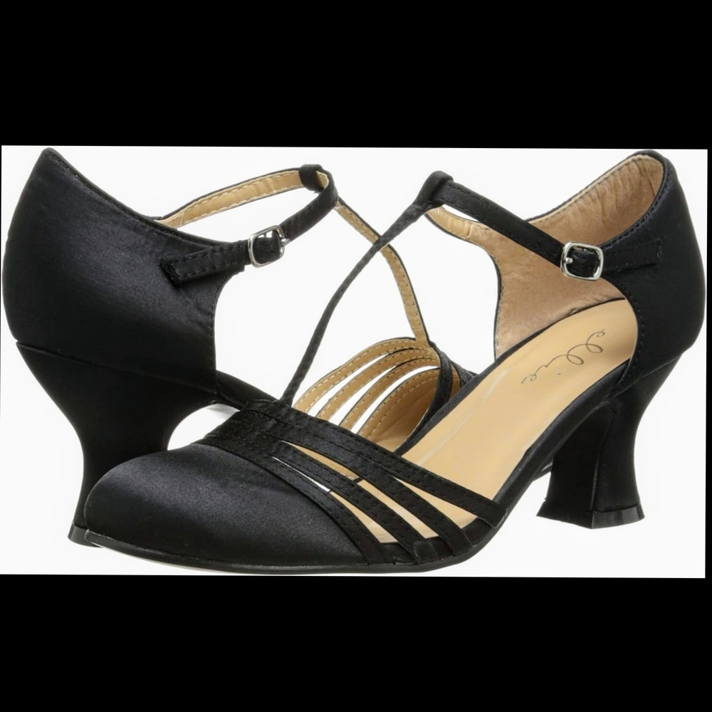 Ellie 254-Lucille Satin Flapper Dance Shoe (Or Everyday Wear)